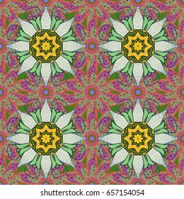Seamless pattern with Mandalas. Vector ornaments, background. Seamless pattern with abstract ornament.