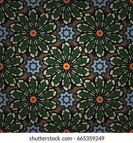 Seamless pattern with Mandalas. Vector ornaments, background. Seamless pattern with abstract ornament.
