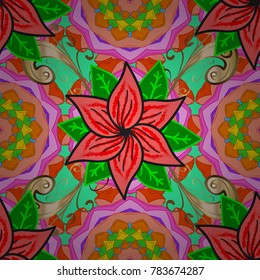 Seamless pattern with Mandalas. Vector ornaments, background. Seamless pattern with abstract ornament.