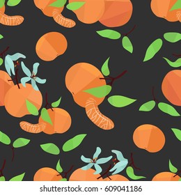 Seamless pattern mandarin and flower