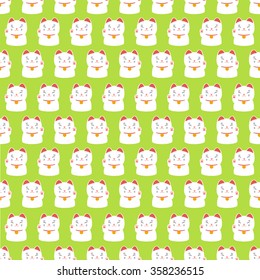 seamless pattern. maneki neko. vector illustration