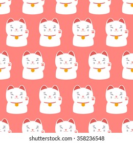 seamless pattern. maneki neko. vector illustration