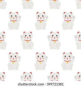 seamless pattern. maneki neko. vector illustration