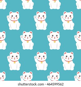 seamless pattern. maneki neko. vector illustration