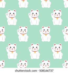 seamless pattern. maneki neko. vector illustration
