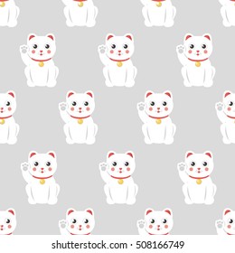 seamless pattern. maneki neko. vector illustration