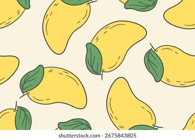 seamless pattern with mango cartoon background