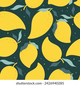 Seamless pattern mango fruits on color background. vector illustration.