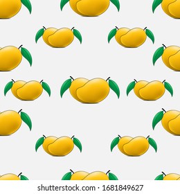 Seamless pattern mango vector reallistic