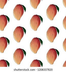 Seamless pattern of mango whole, vector