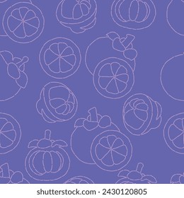 patrón inconsútil de fondo de fruta de mangostino