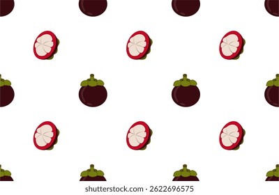 seamless pattern with mangosteen on white background. mangosteen geometric pattern.