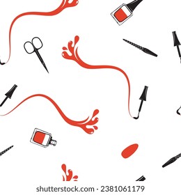 Seamless pattern manicure salon, nail care design