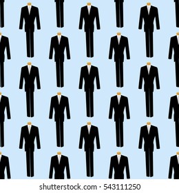 seamless pattern mannequin in a black suit and white shirt and tie on,for clothing texture on the background