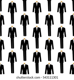 seamless pattern mannequin in a black suit and white shirt and tie on,for clothing texture on the background