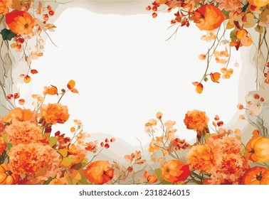 Seamless pattern with many abstract autumn colors. Beautiful floral background for invitations. To decorate wallpaper or fabric in vintage style. Flower painting. Vector illustration.