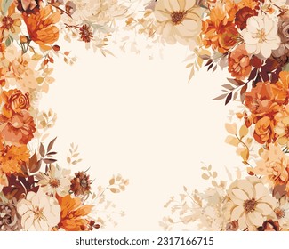 Seamless pattern with many abstract flowers. Beautiful flower theme background for wedding invitation. For wallpaper or fabric decoration in vintage style. Flower painting. Vector illustration.