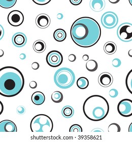 Seamless pattern with many blue and black circles