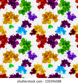 Seamless pattern with many colored ink blobs (splashes).
