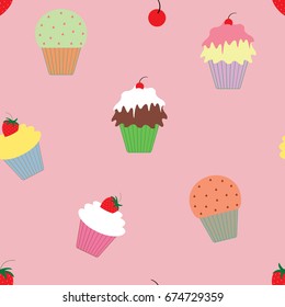 Seamless pattern. many cup cakes. Use for backgrounds, wall paper, tile floor, fabric, books, and anything else that you want.
