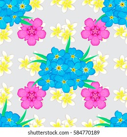 Seamless pattern with many flowers on gray background. Floral watercolor seamless background. Vector textile print for bed linen, jacket, package design, fabric and fashion concepts.