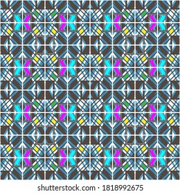 Seamless pattern with many geometric elements. Vector illustration