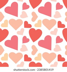 Seamless pattern with many hearts of different sizes and colors. Background for St. Valentine gift cards, wedding invitations, etc. 