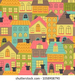 seamless pattern with many houses - vector illustration, eps