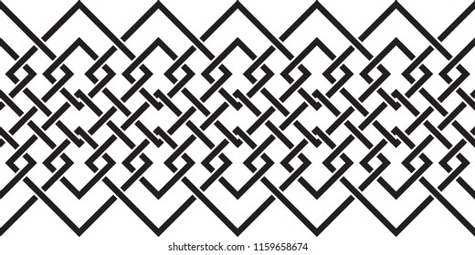 Seamless pattern with many intersecting lines and corners. Chain of geometric shapes