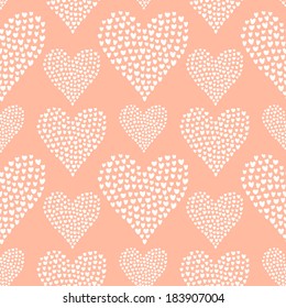 Seamless pattern of many little hearts in the shape of hearts