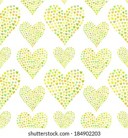 Seamless pattern of many little hearts in the shape of hearts