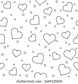 Seamless Pattern Many Outline Hearts Black Stock Vector (Royalty Free ...