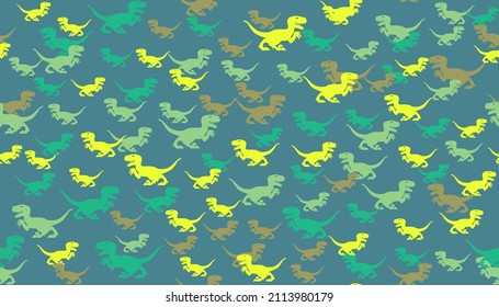 Seamless pattern with many reptiles. Predatory and hungry dinosaurs.