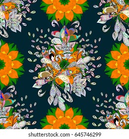 Seamless pattern with many small blue flowers. Seamless floral pattern. Vector abstract floral background.