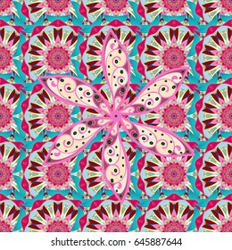 Seamless pattern with many small blue flowers. Seamless floral pattern. Vector abstract floral background.