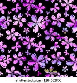 seamless pattern of many small colored flowers