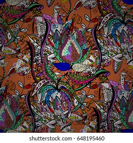 Seamless pattern with many small flowers. Seamless floral pattern. Vector abstract floral background.