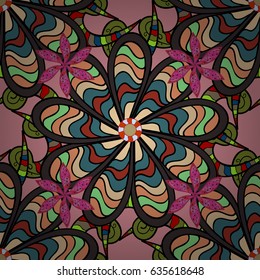 Seamless pattern with many small magenta flowers. Seamless floral pattern. Vector abstract floral background.