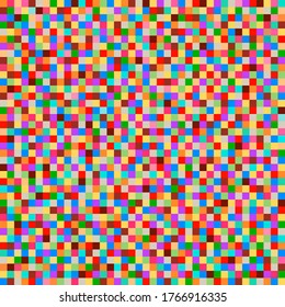 Seamless pattern of many small multi-colored squares of bright colors. Vector illustration