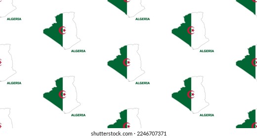 Patrón sin fisuras del mapa del país de ARGELIA en los colores de la bandera de ARGELIA.  Con la leyenda del nombre del país "ARGELIA".