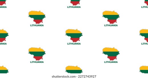 Patrón sin fisuras del mapa del país de LITUANIA en los colores de la bandera de LITUANIA. Con la leyenda del nombre del país "LITUANIA".