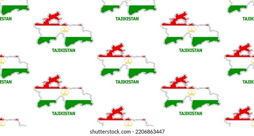El patrón sin fisuras del mapa del país de TAYIKISTÁN en los colores de la bandera de TAYIKISTÁN.  Por la descripción del nombre del país "TAYIKISTÁN"