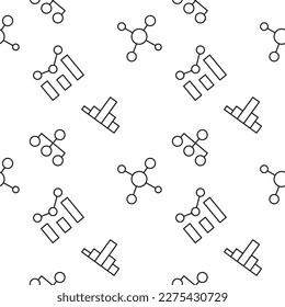 Seamless pattern of map, progress bar is made of line icons 