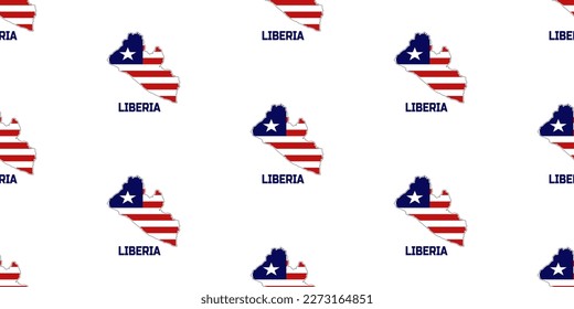 Seamless pattern of the map of the state of LIBERIA in the colors of the flag of LIBERIA. With the caption of the name of the country "LIBERIA".