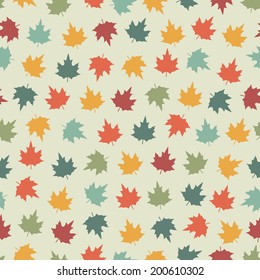 Seamless pattern of maple autumn leaves. Vector illustration, EPS 8.
