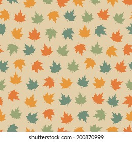 Seamless pattern of maple autumn leaves. Vector illustration, EPS 8.