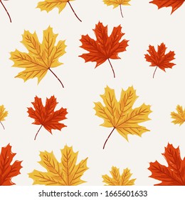 Seamless pattern of maple leaf. autumn pattern design for background and textile. decoration autumn design.