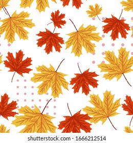 Seamless pattern of maple leaf. autumn pattern design for background.