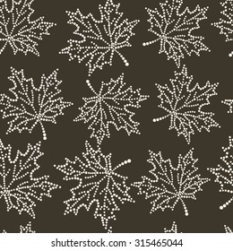 seamless pattern maple leaf. Maple leaf circle dots-Vector illustration