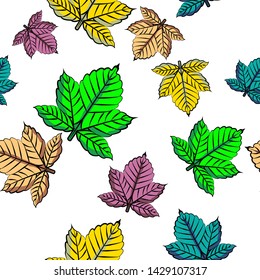 Seamless pattern maple leaf colorful maple leaf  Seamless pattern textile with white background